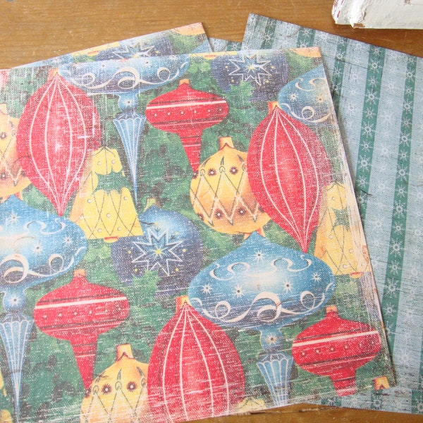 Christmas paper, vintage style, Scrapbooking paper, mid-century, 1950's, 1960's, nostalgic, Christmas gift wrapping paper, card crafting