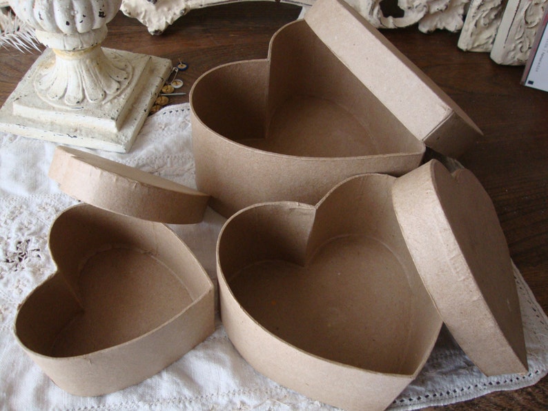 Heart gift box set paper mache nesting boxes wedding favor Etsy