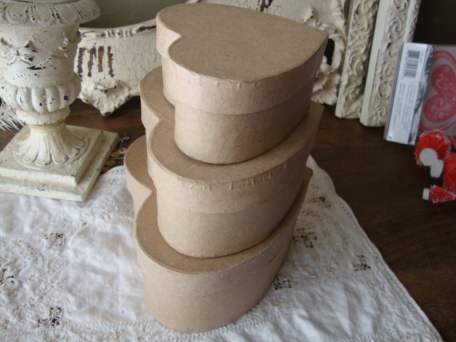 Heart gift box set paper mache nesting boxes wedding favor Etsy