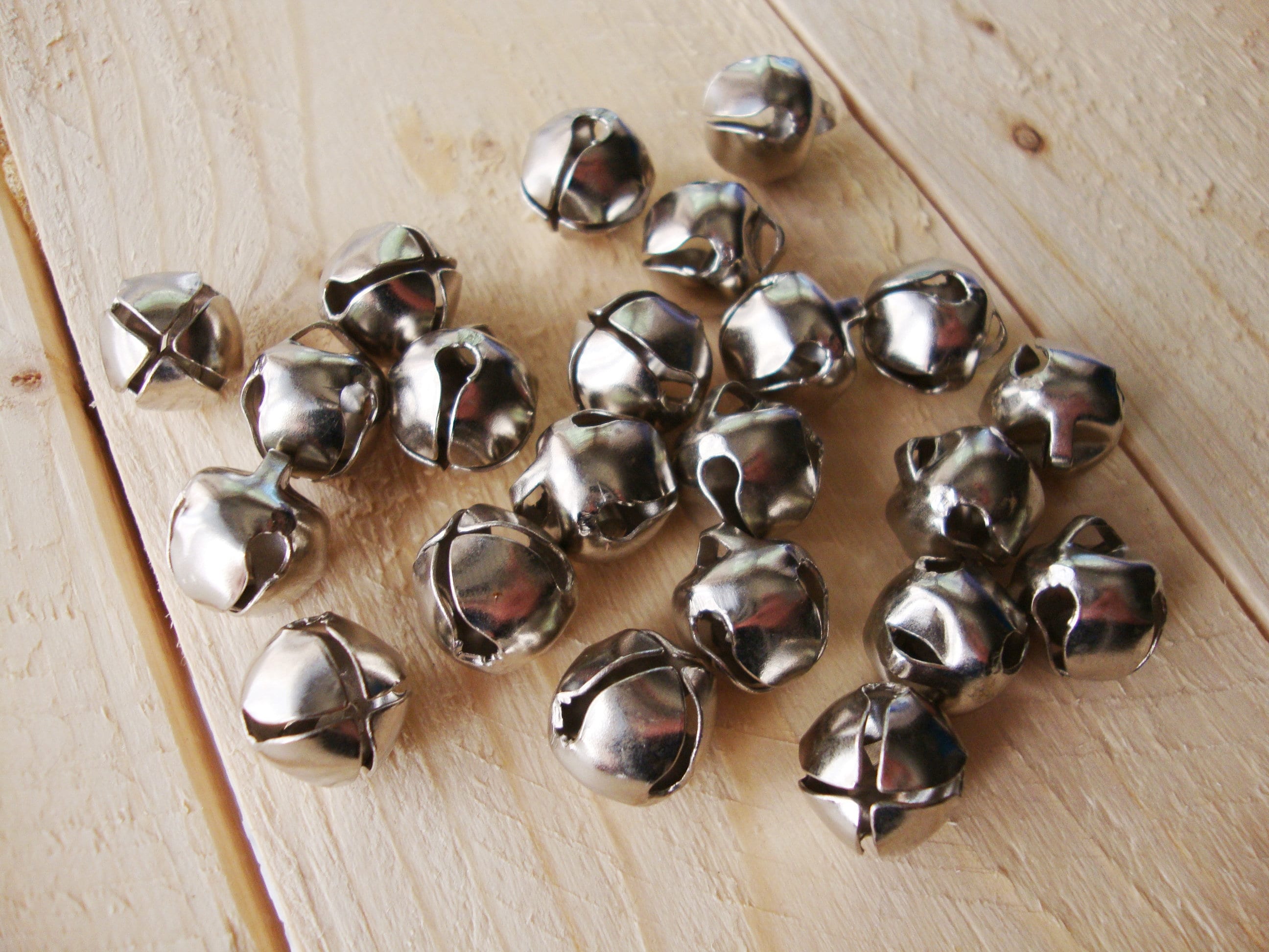 tiny silver metal bells Christmas crafts supplies mini Etsy