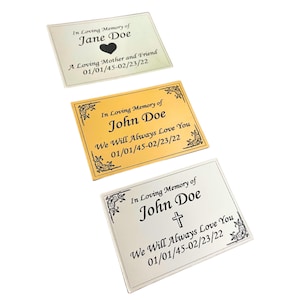 FLEXIBLE Personalized Memorial Plate: Engraved Flexibrass Name Plaque