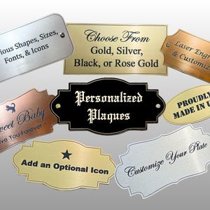 Custom Engraved FlexiBrass Name Plate – Personalized Plaque, Indoor/Outdoor Sign, Adhesive or Screw Mount, Multiple Sizes, Colors & Shapes