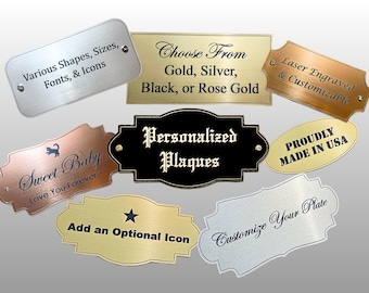 Custom Engraved FlexiBrass Name Plate – Personalized Plaque, Indoor/Outdoor Sign, Adhesive or Screw Mount, Multiple Sizes, Colors & Shapes