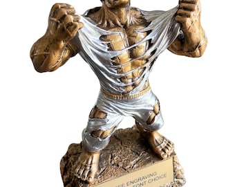 Trophée en résine Hulk Monster : récompense personnalisable avec gravure