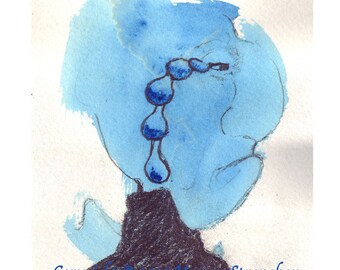 Beyond this Veil of Tears - Mixed Media Drawing