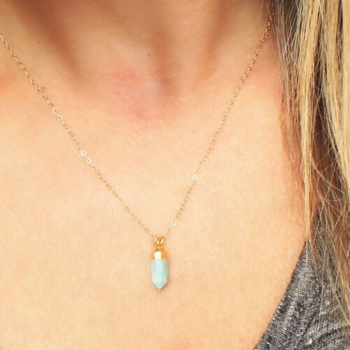 Charm Necklace Gemstone Charm Necklace Gift for Her Dainty Etsy
