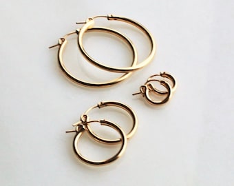 14kt Gold Hoops Earrings, Minimalist Jewelry, Simple Hoop Earrings for Women, Minimalist Hoop Earrings, Jewelry, Gifts for Her Christmas