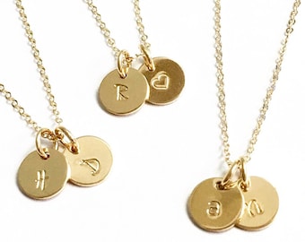 Tiny Gold Initial Necklace 1, 2 or 3 Initial Necklace, Personalized Necklace, Dainty Gold Necklace, Letter Necklace, Bridesmaid Necklace