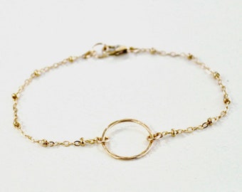 Gold Ring Bracelet, Gifts for her, Gold Bracelet, Gift for Women, Dainty Gold Bracelet, Layer Bracelet, 14kt Gold Filled, Dainty Bracelet