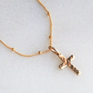 Dainty Cross Necklace, Gift for Her,  Gold Necklace, Dainty Necklace, Cross Charm Necklace, Religious Jewelry, Confirmation, Baptism Gift