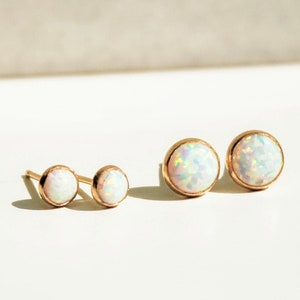 Opal Stud Earrings, Earrings Studs, Opal Gold Earrings, Gift for Her, Gemstone Stud Earrings, Jewelry Gift, Best Friend Gifts image 1