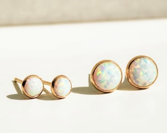Opal Stud Earrings, Earrings Studs, Opal Gold Earrings, Gift for Her, Gemstone Stud Earrings, Jewelry Gift, Best Friend Gifts