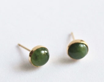 Jade Stud Earrings, Earrings Studs, Jade Earrings Gold Studs, Gift for Her, Gemstone Stud Earrings, Jewelry Gift, Best Friend Gifts