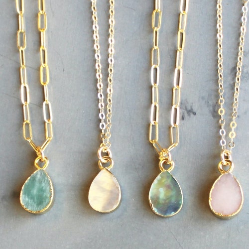Tiny Gem Pendant Necklace Birthday Gift Necklaces for Women Etsy