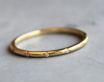 Thin Gold Band with CZ's, Gold Ring, Rings for women, Ring Gold, Gifts For Women, Jewelry, Gifts for her, Ring