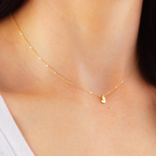 Tiny Letter Pendant Necklace Gold 