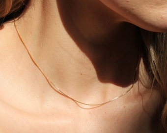 Dainty Necklace, Silver or Gold Necklace, Simple Necklace, Layering Necklace, Necklace, Box Chain Necklace, Everyday Necklace