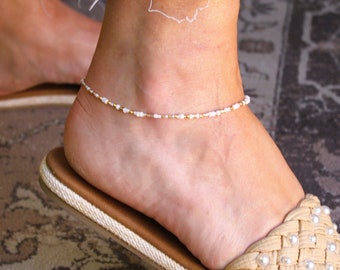 Anklet for Women, Ankle Bracelet, Birthday Gifts for Her, Anklet, Handmade Jewelry, Beaded Dainty Anklet, Summer Jewelry