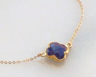 Collier en lapis lazuli naturel pour femme, cadeaux d'anniversaire pour elle, collier en lapis délicat, collier pour femme bijoux faits main, collier en lapis