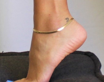 Anklet for Women, Anklet Bracelet, Gold Anklet, Herringbone Chain Anklet, Gold Anklet, Gold Chain Anklet, Jewelry Set, Summer Jewelry