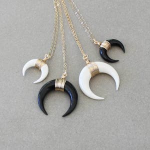 Boho Necklace, Original Double Horn Necklace, Long Necklace, Layering Necklace,Thin Gold Necklace, Moon Necklace, Bone Horn Necklace
