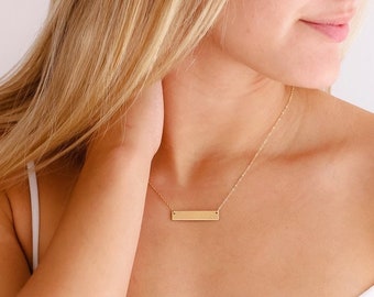 Dainty Gold Bar Necklace, Gold Bar Initial Necklace, Gold Necklace, Custom Name Necklace, Personalized Necklace, The Silver Wren