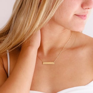 Dainty Gold Bar Necklace, Gold Bar Initial Necklace, Gold Necklace, Custom Name Necklace, Personalized Necklace, The Silver Wren