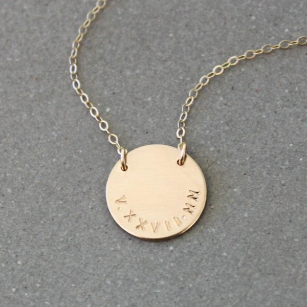 Personalized Necklace, Roman Numeral Necklace, Gift for Wife, Silver, Rose or Gold Necklace, Personalized Jewelry, Wedding Date, Unique Gift