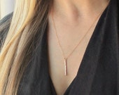 Petite Vertical Bar Necklace, Simple Necklace, Bridesmaids Gift, Delicate Necklace, Layer Necklace, The Silver Wren, Bar Necklace