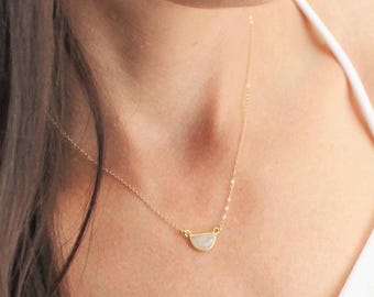 Tiny Gemstone Necklace, Necklaces for Women, Unique Gift, Dainty Necklace, Jewelry, BFF Gifts, Gifts for Women, Moonstone Necklace SN312
