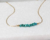 Turquoise Necklace, genuine turquoise jewelry, Beaded Necklace, Turquoise Bar Necklace, Beaded bar, Layering Necklace, Gemstone Turquoise