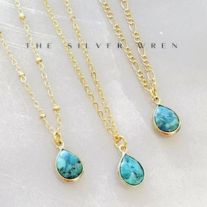 Collar de turquesa delicada: joyería de capas rellena de oro de 14 kt