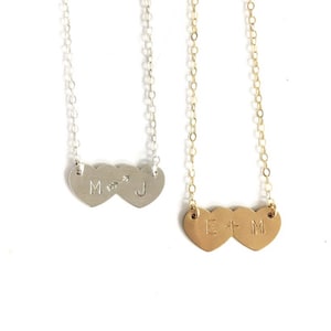 Collar de pareja, regalo de boda, regalo para novia, collar de corazón, personalizado, dama de honor, regalo de despedida de soltera, regalo para esposa, collar de corazón