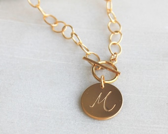 Toggle Necklace, Necklaces for Women, Custom Initial Necklace, Personalized Gifts for Her Necklace, Gold Necklace, Charm Necklaces for women