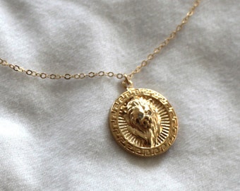 Lion Necklace, Symbol of Courage, Handmade Jewelry, Pendant Gold Necklace, Pendant Necklaces for Women, Gold Jewelry Gifts for Her