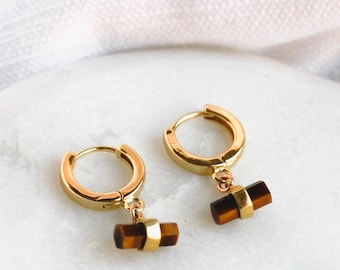 Gold Hoops, Gemstone Earrings, Gold Huggie Hoop Earrings by The Silver Wren | Gifts for Her, Birthday Gifts