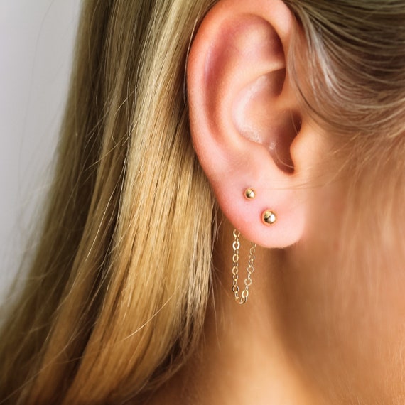 Moon & Meadow 14K Yellow Gold Diamond Tiny Huggie Second Piercing Earrings  - 100% Exclusive | Bloomingdale's