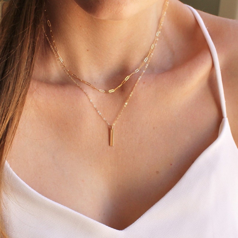 Delicate Layered Necklaces for Her, Jewelry Set, Dainty Necklace, Bridesmaid Gifts, Silver, Gold Necklace, Simple Everyday Necklace image 1