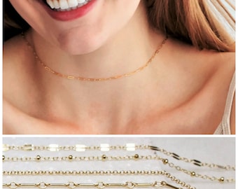 Gold Choker Necklace, 14kt Gold Filled Necklaces for Her, Minimalist Jewelry Choker Necklace Gold, Jewelry Gifts for Her Bridesmaids Gifts