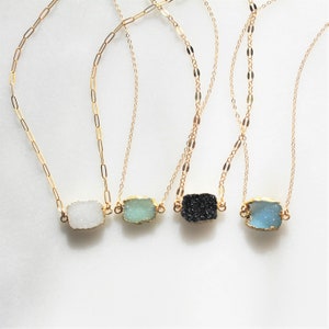 Necklaces for Women, Petite Druzy Necklace, Raw Crystal Necklace, Birthday Gift, Best Friend Gifts, Crystal Jewelry, Druzy Jewelry