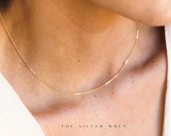 Dainty Sterling Silver Chain Necklace: Thin Gold-Filled Link