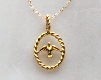 Swallow Necklace, Symbol of Hope, Pendant Gold Necklace, Handmade Jewelry, Pendant Necklaces for Women, Gold Jewelry Gifts for Her