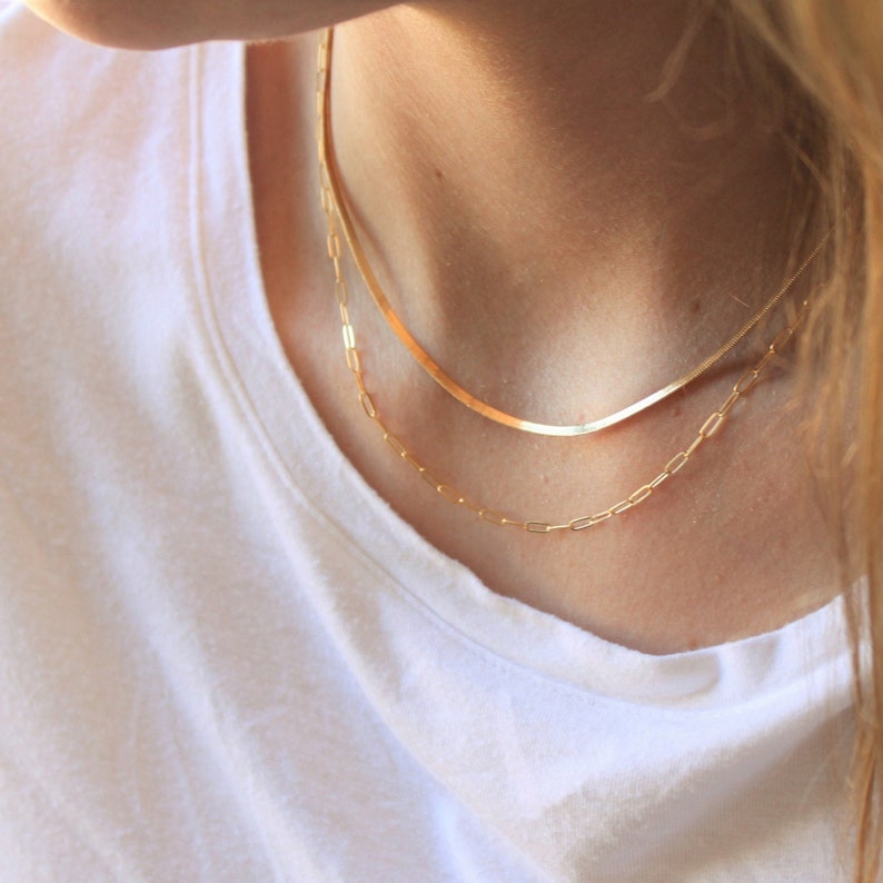 Gold Necklaces, Layered Necklace Set of 2, Necklaces for Women, Layering, Minimalist Jewelry, Simple Everyday Necklace, Necklace, Jewelry image 1