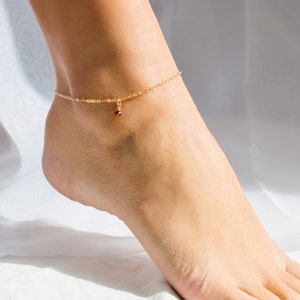 Anklet, Ultra TINY Gemstone Anklet, Anklets for Women, Birthday Gifts for Her, Dainty Ankle Bracelet, Jewelry for Women, Birthstone Jewelry