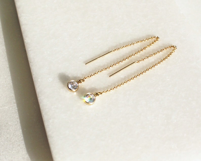Astrid CZ Drop Earrings, Gold main image 1