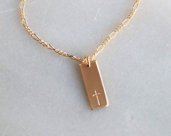 Kleine Kreuz Halskette, Geschenke für sie, Goldkette, zierliche Halskette, Kreuz Halskette, religiöse Geschenke Schmuck Konfirmation Taufe