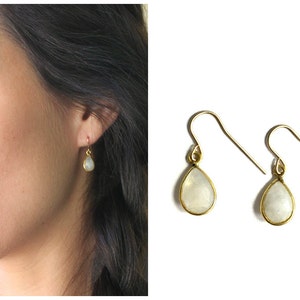 Gem Drop Earrings, Dangle Earrings Stone Choice, 14kt Gold Filled, Bridesmaids Gift, Gift for Her, Dangling Earrings - The Silver Wren