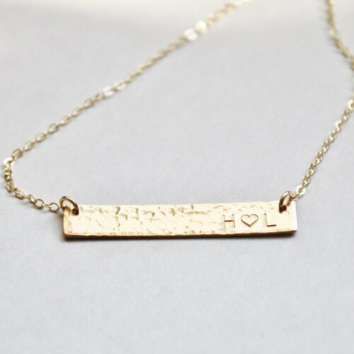 Hammered Bar Necklace Personalized 