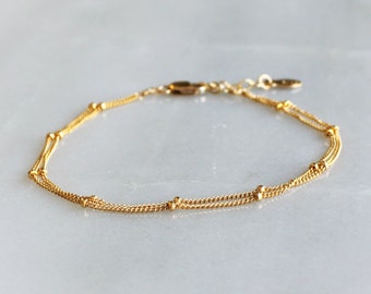 Double Chain Bracelet, Silver or Gold Chain Bracelet, Minimalist Jewelry Gifts for Women, Dainty Bracelets, Birthday Gifts for Her