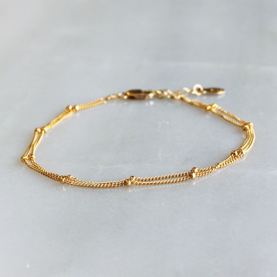 Double Chain Bracelet Silver or Gold Chain Bracelet 